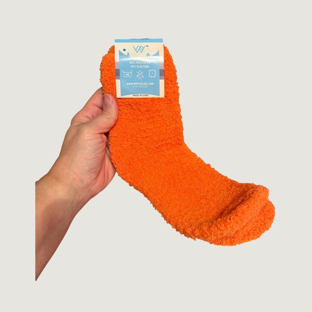 Winterlace Orange Fuzzy Socks Premium Soft Cozy Plush Crew Socks Size 9-11 NWT